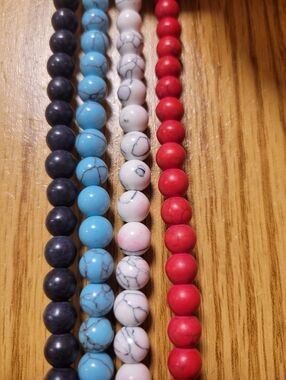 Red White Blue Faux Stone Beads • 4th of July Jewelry Making Craft Beads Only